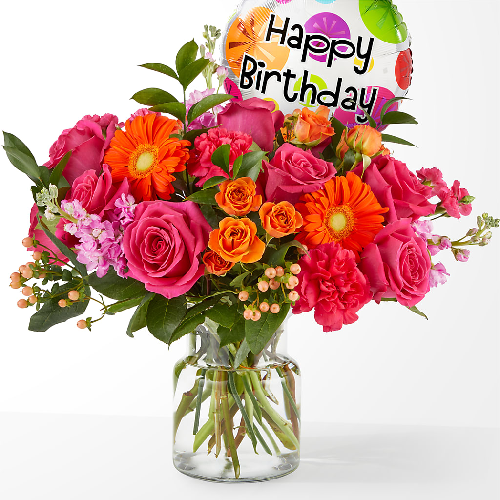 Fiesta Bouquet with Birthday Balloon – MR D'S, Lander WY