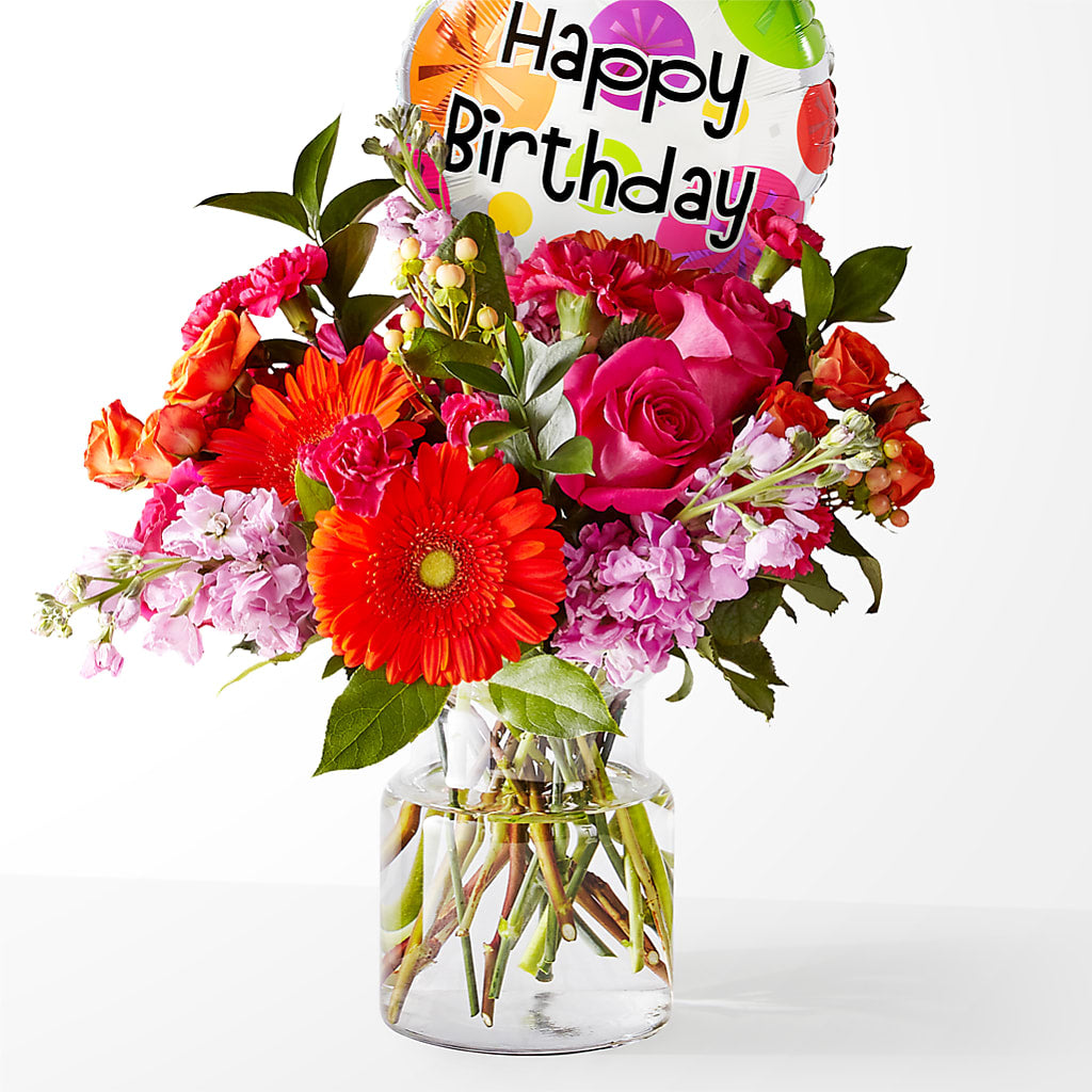 Fiesta Bouquet with Birthday Balloon – MR D'S, Lander WY