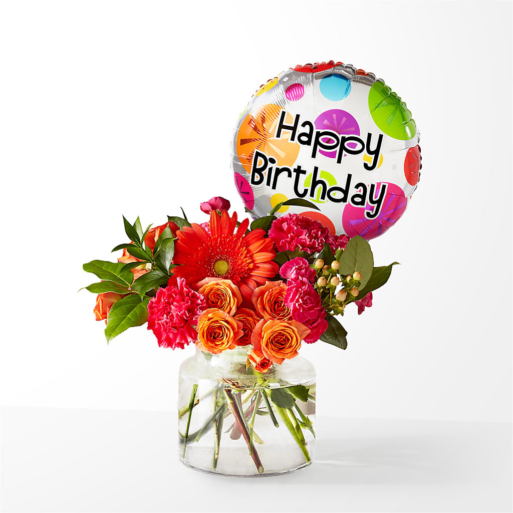 Fiesta Bouquet with Birthday Balloon – MR D'S, Lander WY