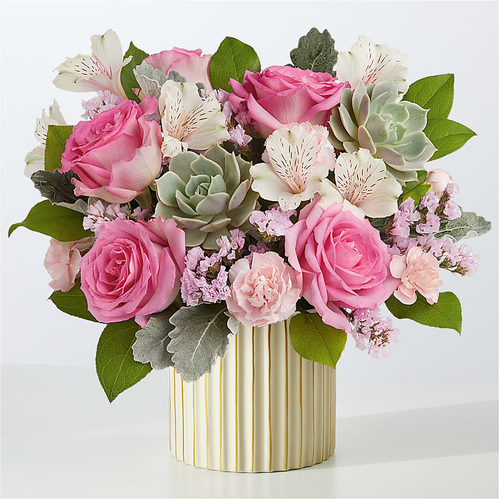 Dusty Rose Bouquet with Ivory Vase – MR D'S, Lander WY