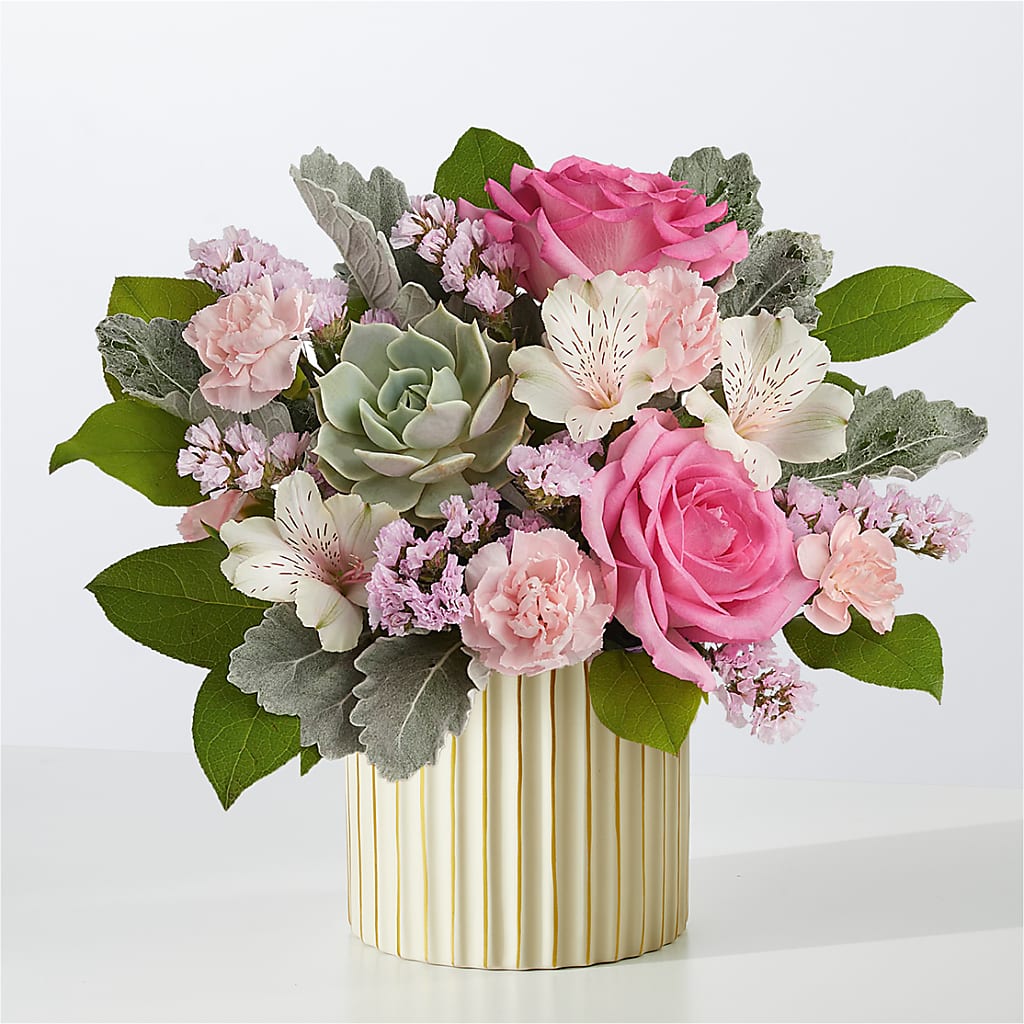 Dusty Rose Bouquet with Ivory Vase – MR D'S, Lander WY